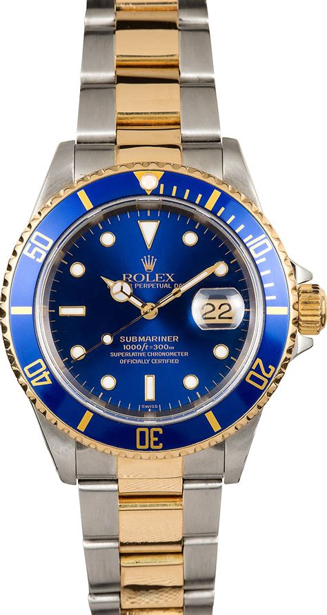 rolex submariner two tone blue ref. 16613|rolex 16613 blue for sale.